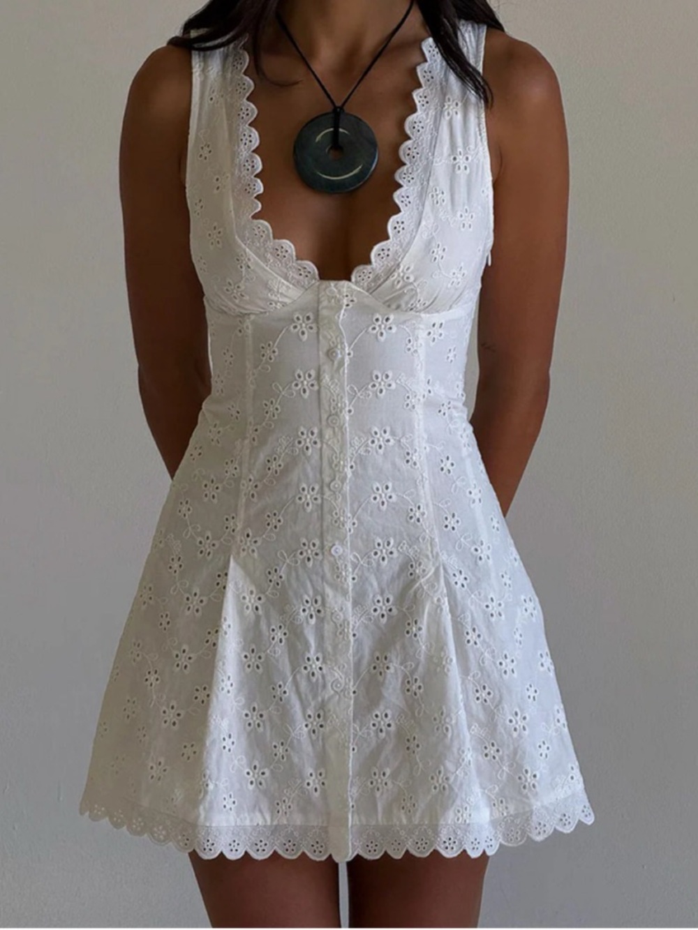 Frankie’s Bikini Bella Hadid Farm Eyelet Mini Dress
